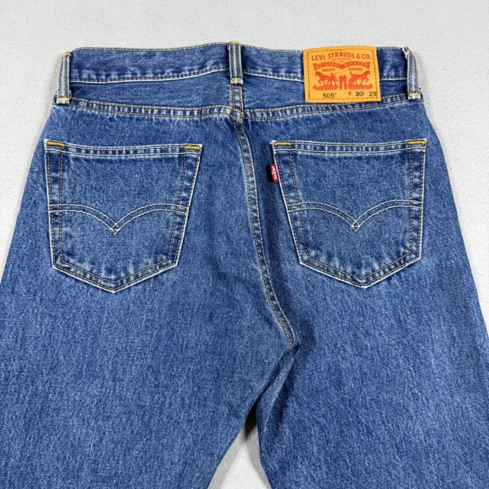 Levis Regular Fit Straight Leg Jeans Blue Denim Medium Wash Mens 30x29